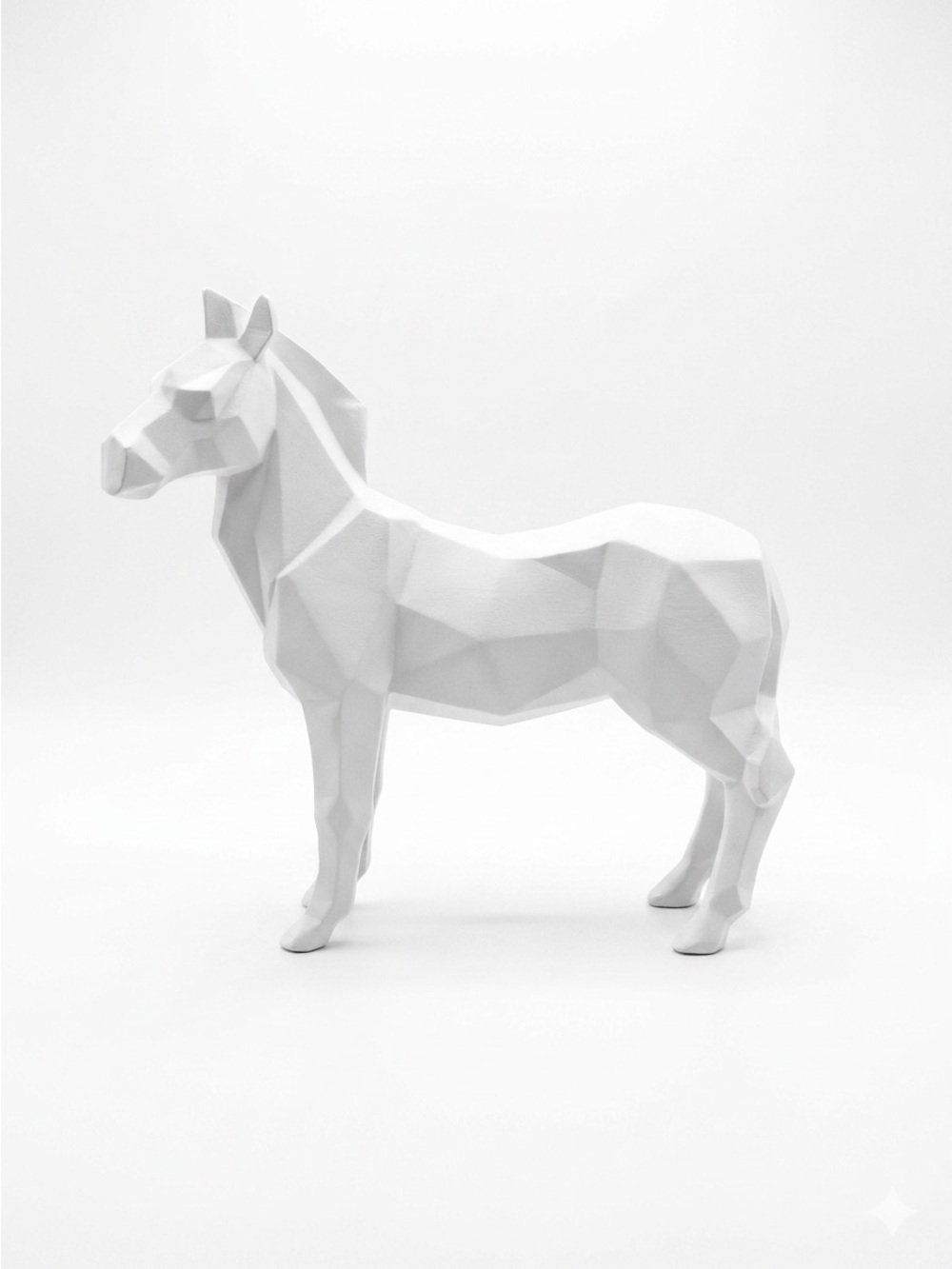 Matte White 10" Geometric Angular Horse Sculpture Decorative Origami Style